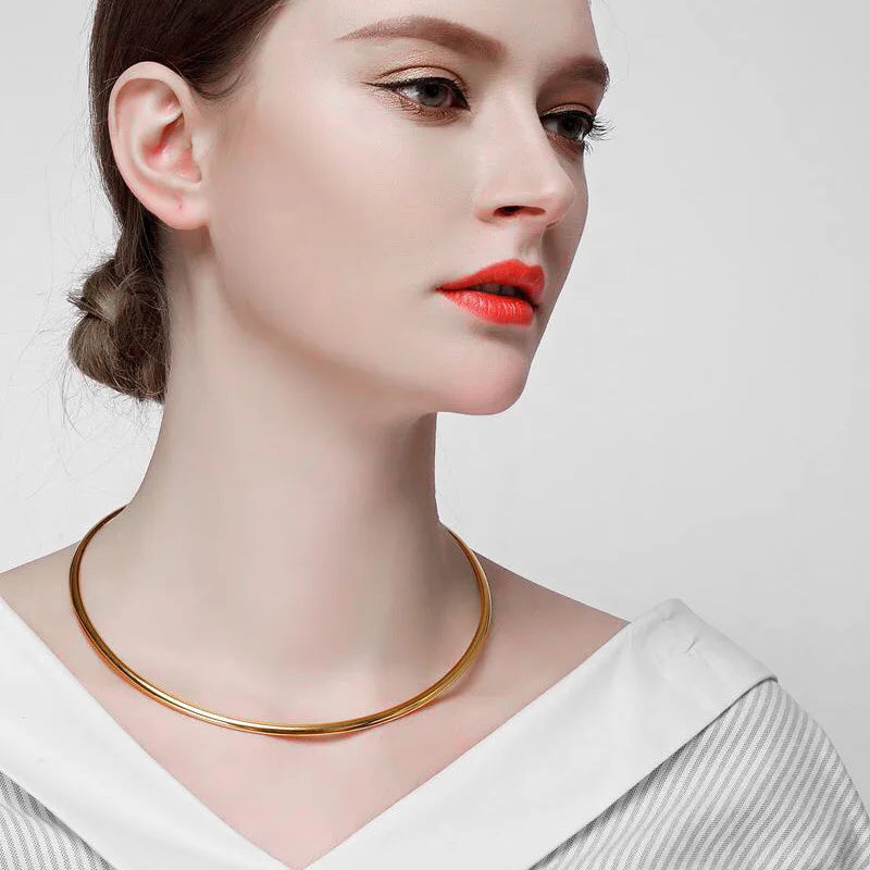 Stainless Steel Love Big Circle Torques Collar Necklaces Women Xmas Gift