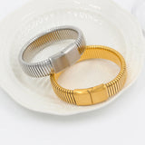 Stainless Steel Magnetic Clasp Elastic Cuff Bangle Punk Jewelry