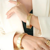 Stainless Steel Magnetic Clasp Elastic Cuff Bangle Punk Jewelry