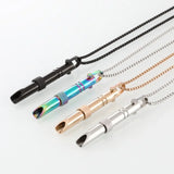 Stainless Steel Meditation Pendant Necklace Whistle Couple Jewelry