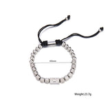 Stainless Steel Men Cuff Bracelets Bangles Retro Bead Braided Bracelet
