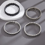 Stainless Steel Men Cuff Bracelets Bangles Retro Bead Braided Bracelet