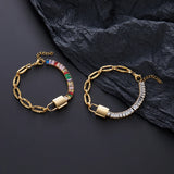 Stainless Steel Men Cuff Bracelets Bangles Retro Bead Braided Bracelet