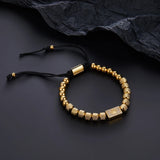 Stainless Steel Men Cuff Bracelets Bangles Retro Bead Braided Bracelet