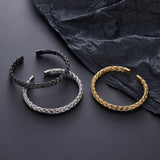 Stainless Steel Men Cuff Bracelet Bangle Retro Crystal Braided Jewelry Gift