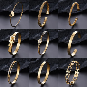 Stainless Steel Men Cuff Bracelet Bangle Retro Crystal Braided Jewelry Gift
