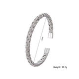 Stainless Steel Men Cuff Bracelet Bangle Retro Crystal Braided Jewelry Gift