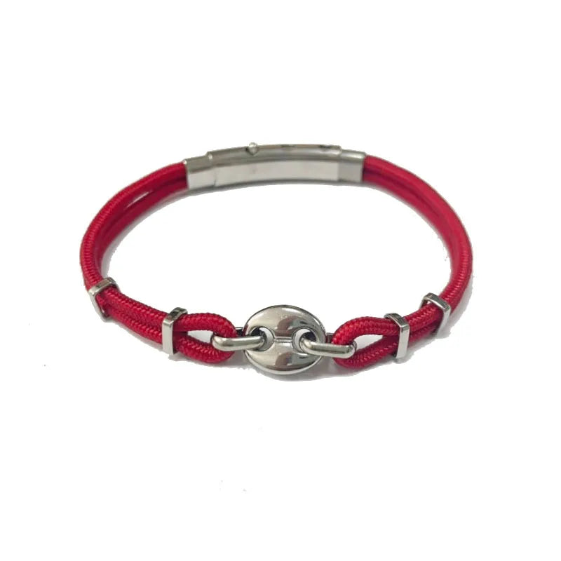 Stainless Steel Men Jewelry Nylon Rope Bracelet