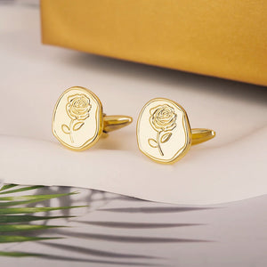 Men's Stainless Steel Irregular Geometric Rose Cufflinks