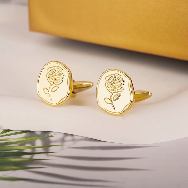 Men's Stainless Steel Irregular Geometric Rose Cufflinks