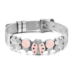 Stainless Steel Mesh Bracelet CZ Beads Bangle Gift