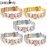 Stainless Steel Mesh Bracelet CZ Beads Bangle Gift