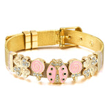 Stainless Steel Mesh Bracelet CZ Beads Bangle Gift