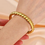Green CZ Stainless Steel Bangle 18K Gold Plated Jewelry