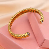 Green CZ Stainless Steel Bangle 18K Gold Plated Jewelry