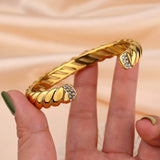 Green CZ Stainless Steel Bangle 18K Gold Plated Jewelry