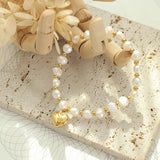 Multilayer Pearl Bracelets For Women Heart Pendant Charm Thick Chain Bangles