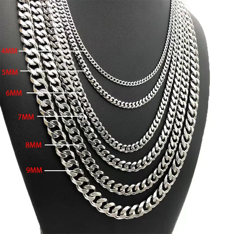 Stainless Steel Necklace Cuban Chain Hip Hop Choker Jewelry Gift