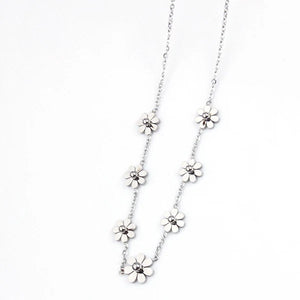 Stainless Steel Flower Necklace Pendant Chain Gift Girl Female