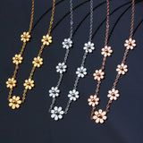 Stainless Steel Flower Necklace Pendant Chain Gift Girl Female