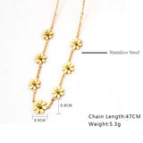 Stainless Steel Flower Necklace Pendant Chain Gift Girl Female