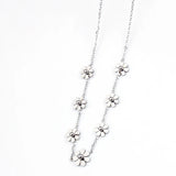 Stainless Steel Flower Necklace Pendant Chain Gift Girl Female