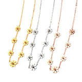 Stainless Steel Flower Necklace Pendant Chain Gift Girl Female