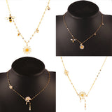 Stainless Steel Flower Necklace Pendant Chain Gift Girl Female