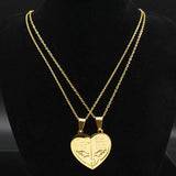 Heart Choker Necklace Stainless Steel Women Men Gift N756S01