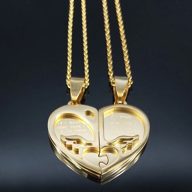 Heart Choker Necklace Stainless Steel Women Men Gift N756S01