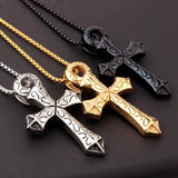 Stainless Steel Jesus Cross Pendant Necklace with Box Link Chain 24inch
