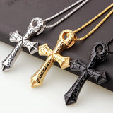 Stainless Steel Jesus Cross Pendant Necklace with Box Link Chain 24inch