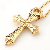 Stainless Steel Jesus Cross Pendant Necklace with Box Link Chain 24inch