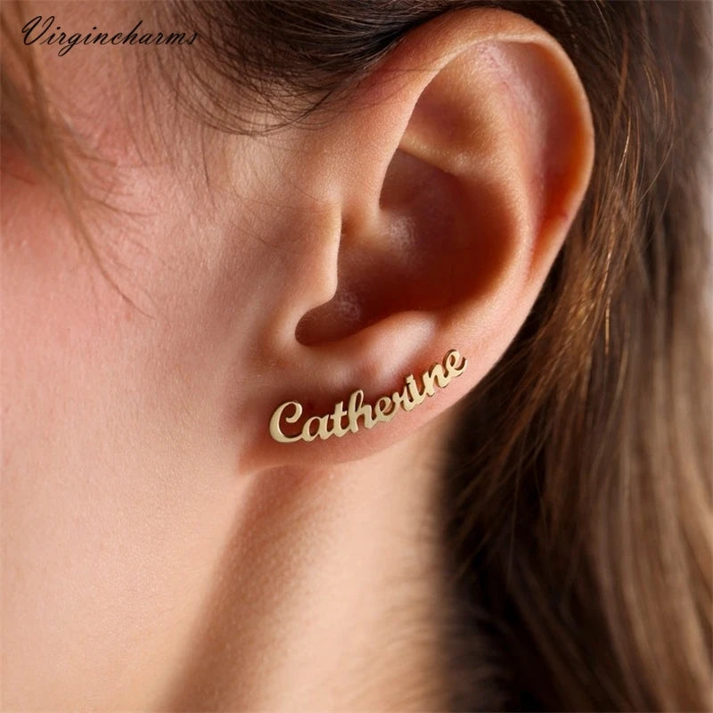 Custom Name Stud Earrings for Women Girls