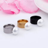 Stainless Steel Rings for Women with Imitation Pearl Charm