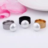 Stainless Steel Rings for Women with Imitation Pearl Charm
