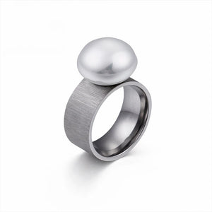 Stainless Steel Rings for Women with Imitation Pearl Charm