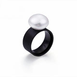 Stainless Steel Rings for Women with Imitation Pearl Charm