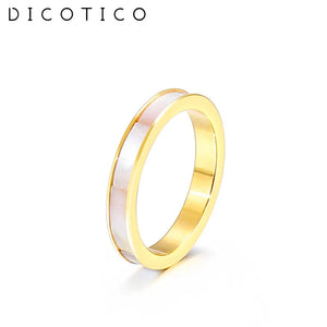 Stainless Steel Rings for Women Girl Silver Rose Shell Engagement Party Jewelry