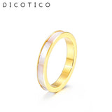 Stainless Steel Rings for Women Girl Silver Rose Shell Engagement Party Jewelry