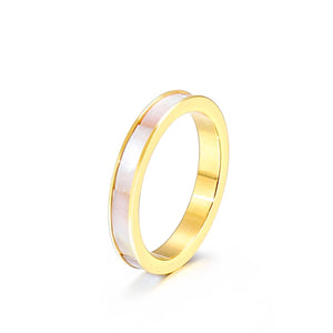 Stainless Steel Rings for Women Girl Silver Rose Shell Engagement Party Jewelry