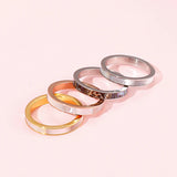 Stainless Steel Rings for Women Girl Silver Rose Shell Engagement Party Jewelry