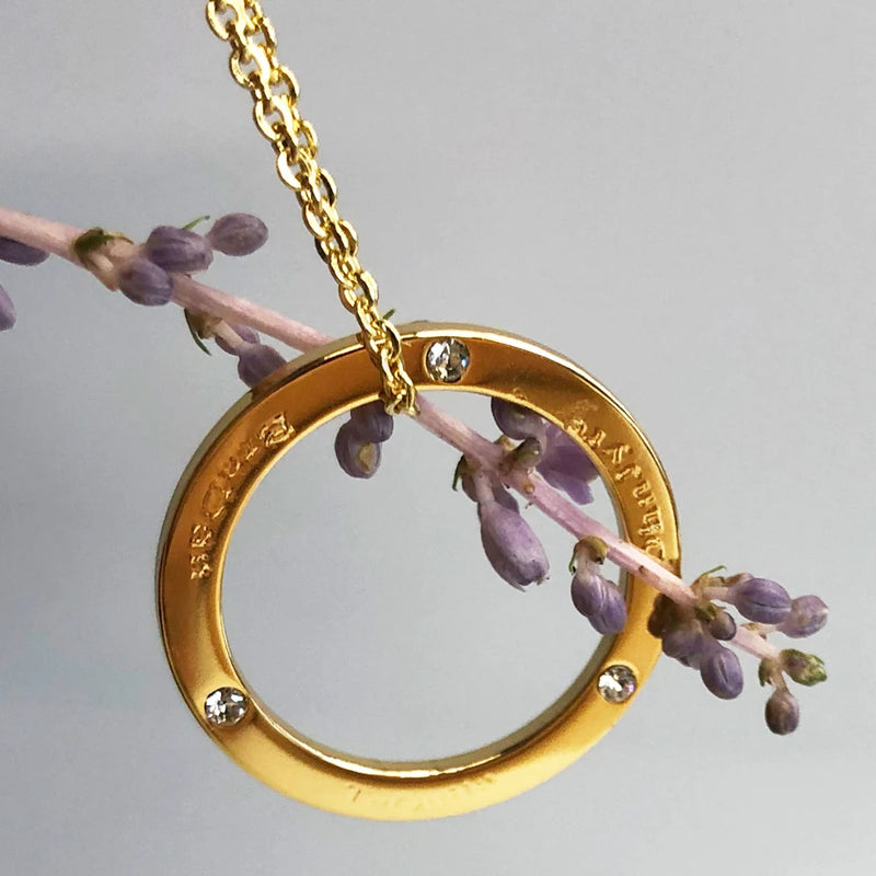 Personalized Family Necklace with 3-4 Names & Engraved Rings