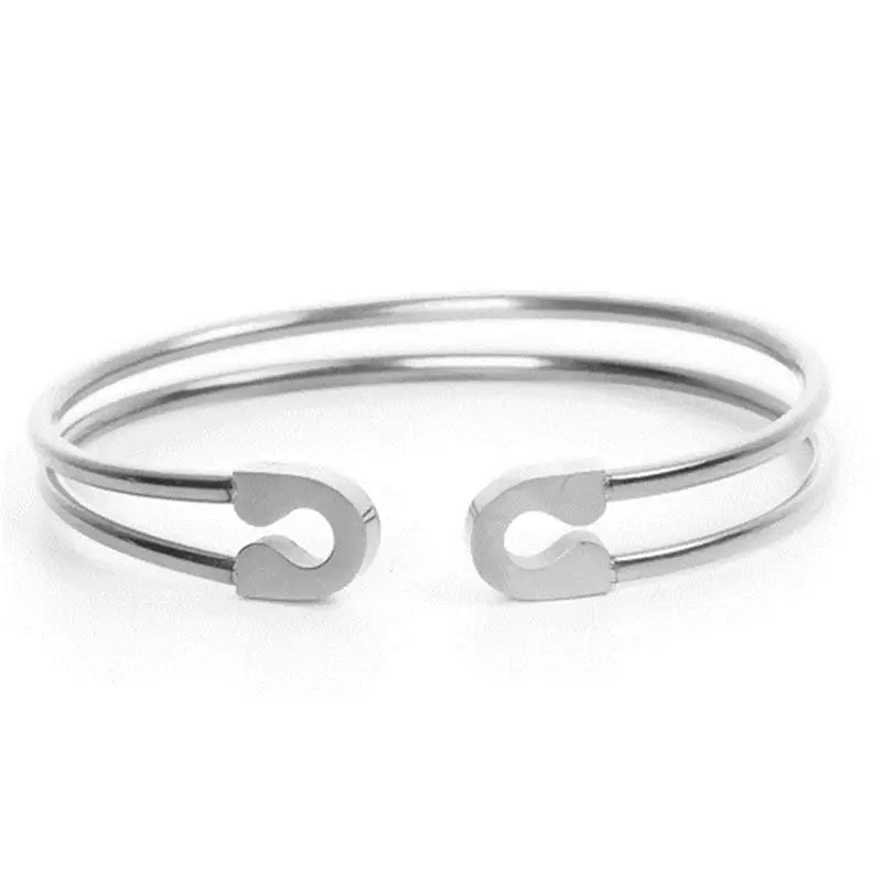 Stainless Steel Safety Pin Cuff Bracelet Jewelry For Women Girls Gift