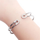 Stainless Steel Safety Pin Cuff Bracelet Jewelry For Women Girls Gift