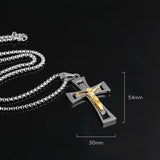 Cross Crucifix Pendant Necklace Silver Stainless Steel Men's Biker Jewelry