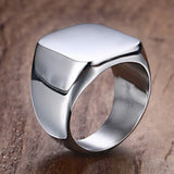 Stainless Steel Silver Square Rings High Polished Biker Ring US Size 7-12