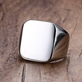 Stainless Steel Silver Square Rings High Polished Biker Ring US Size 7-12