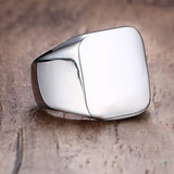 Stainless Steel Silver Square Rings High Polished Biker Ring US Size 7-12