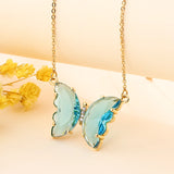 Stainless Steel Crystal Butterfly Pendant Necklace for Women